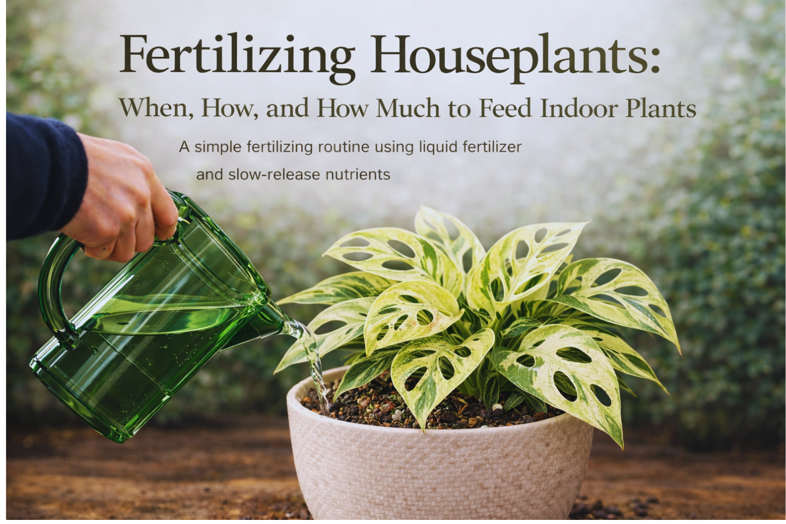 Fertilizing Houseplants: When, How, and How Much to Feed Indoor Plants — A simple fertilizing routine using liquid fertilizer and slow-release nutrients